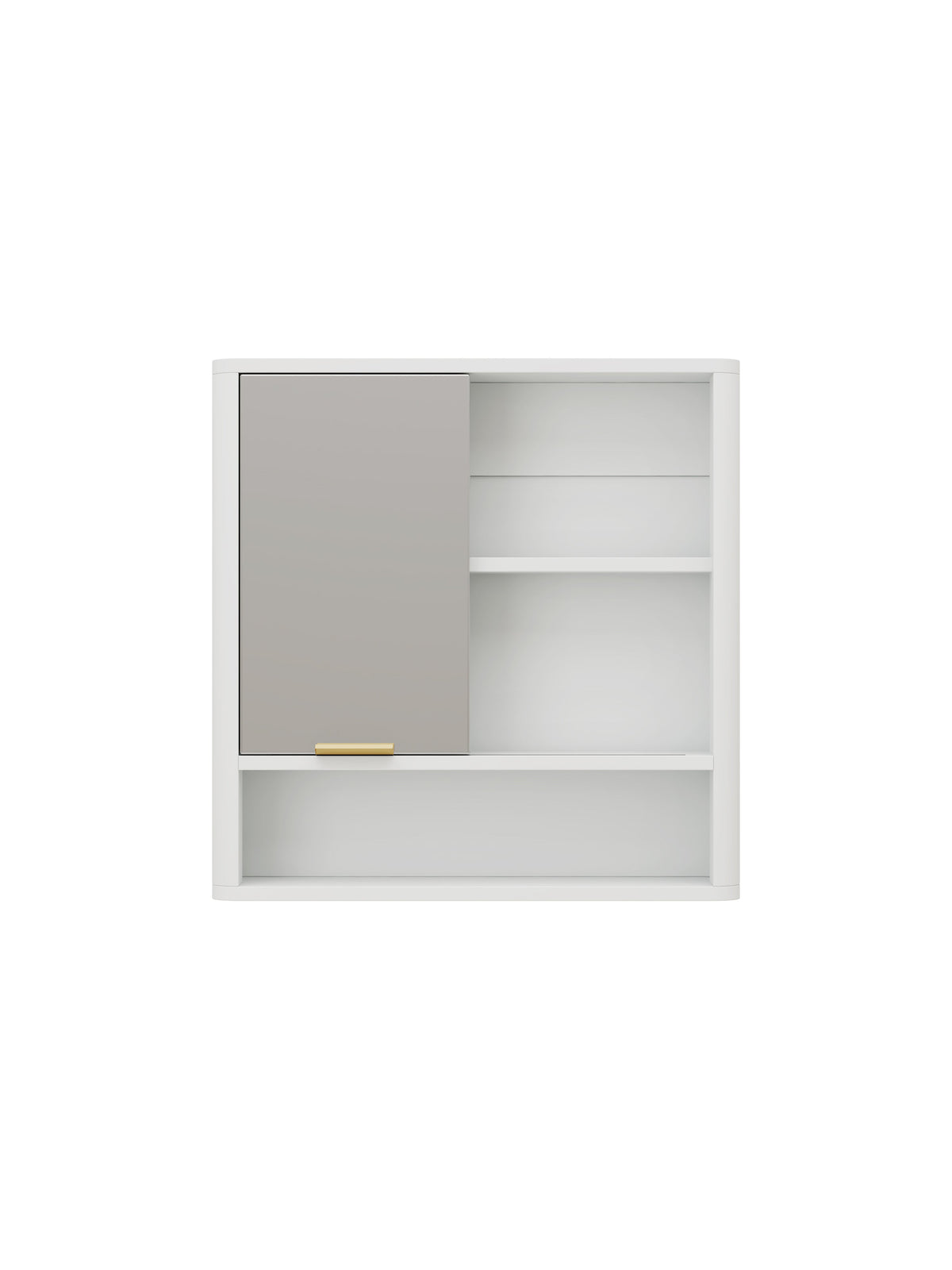 Modern Bathroom Mirror Cabinet with Open Shelves - Bathroom Storage, MDF