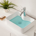 Modern Ceramic Rectangular Vessel Bathroom Sink with Sleek Design - White