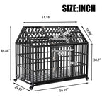 Heavy Duty Dog Crate with Lockable Wheels - Black