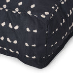 Fabric Square Pouf Ottoman with Polystyrene Beads - Dark Blue / White