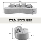 Modern Curved Sofa With Pillows - Fabric Stationary Sofa
