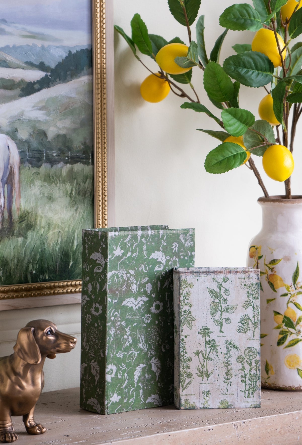 Rustic Floral Decorative Book Boxes with Hidden Storage - Set of 2