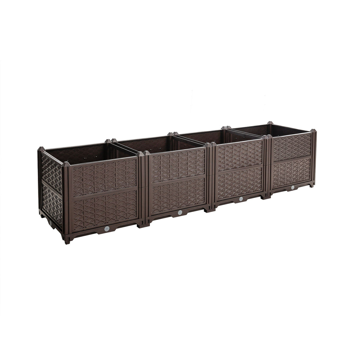 Rectangular Plastic Planting Box Kit with Water Barrier - Coffee