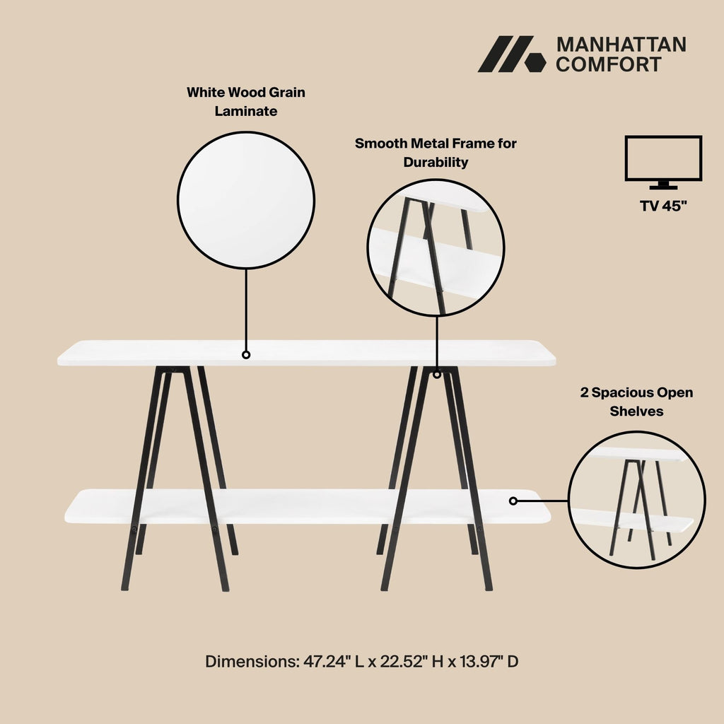 Modern Console Table with Carbon Steel Legs - Gray, White, Black