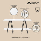 Modern Console Table with Carbon Steel Legs - Gray, White, Black