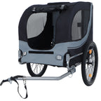 Large Folding Bike Trailer for Dogs with Mesh Ventilation - Gray