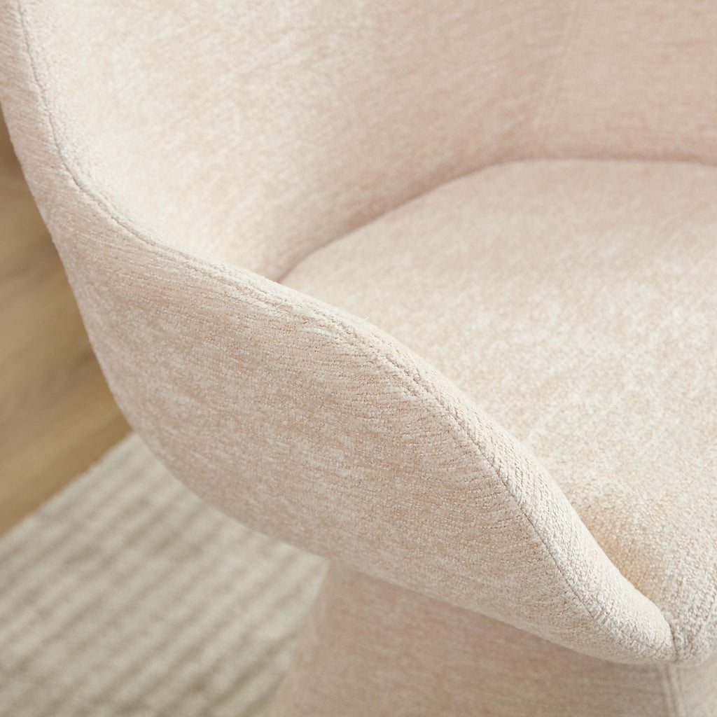 180° Rotating Accent Chair with Swivel and Barrel Back - Beige