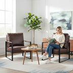 Classic Mid Century Modern Accent Chair with Square Metal Frame - Multiple Colors