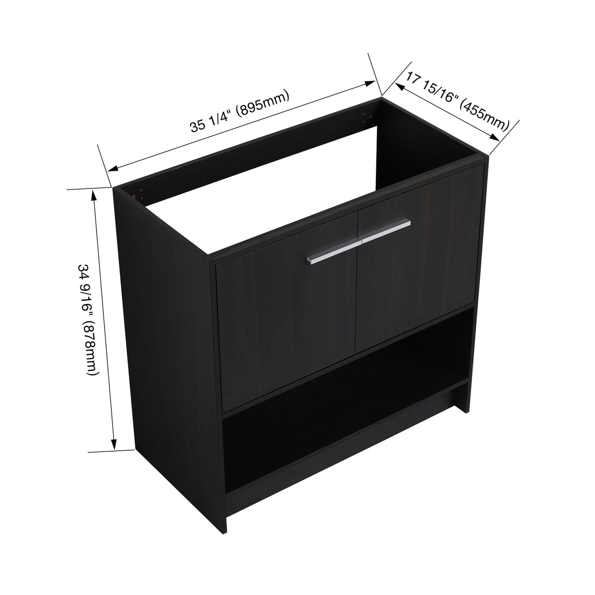 Modern Freestanding Bathroom Vanity with 2 Doors - Light or Dark Brown