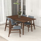 Mid-Century Modern Solid Wood Dining Table with Beveled Edges - Dark Brown or White