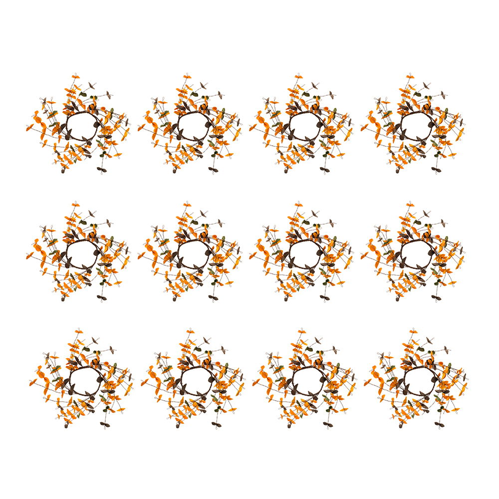 Fall Leaves Wreath Set - Orange Multi (Set of 12)
