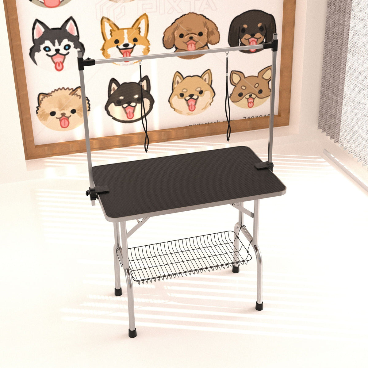 Large Heavy Duty Pet Grooming Table with Adjustable Arm - Black or Blue