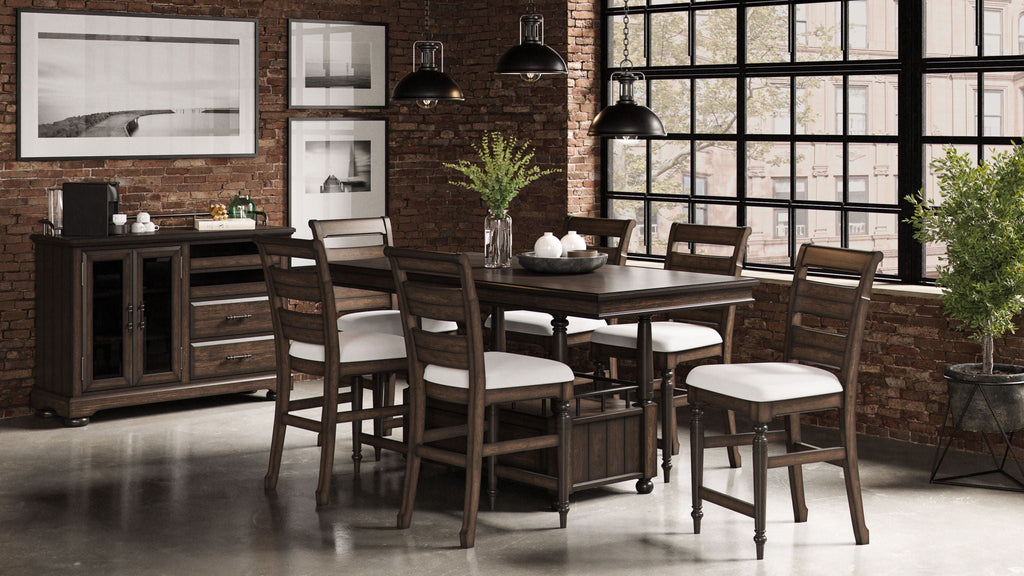 Coffee Server with Glass Storage Cabinet and Storage Drawers - Coffee Finish