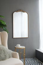 Baroque Inspired Arch Wall Mirror with Ornate Design - Gold or Black