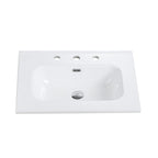 Glossy White Ceramic Integrated Sink with Seamless Design - White
