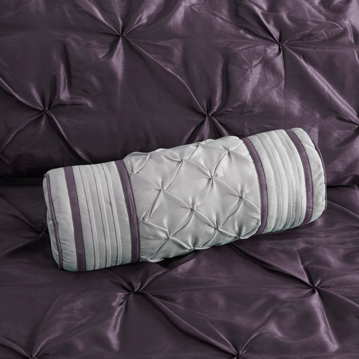7 Piece Tufted Comforter Set - Plum California King