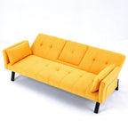 Foldable Sofa Bed with Cup Holder and Solid Wood Frame - Multiple Colors
