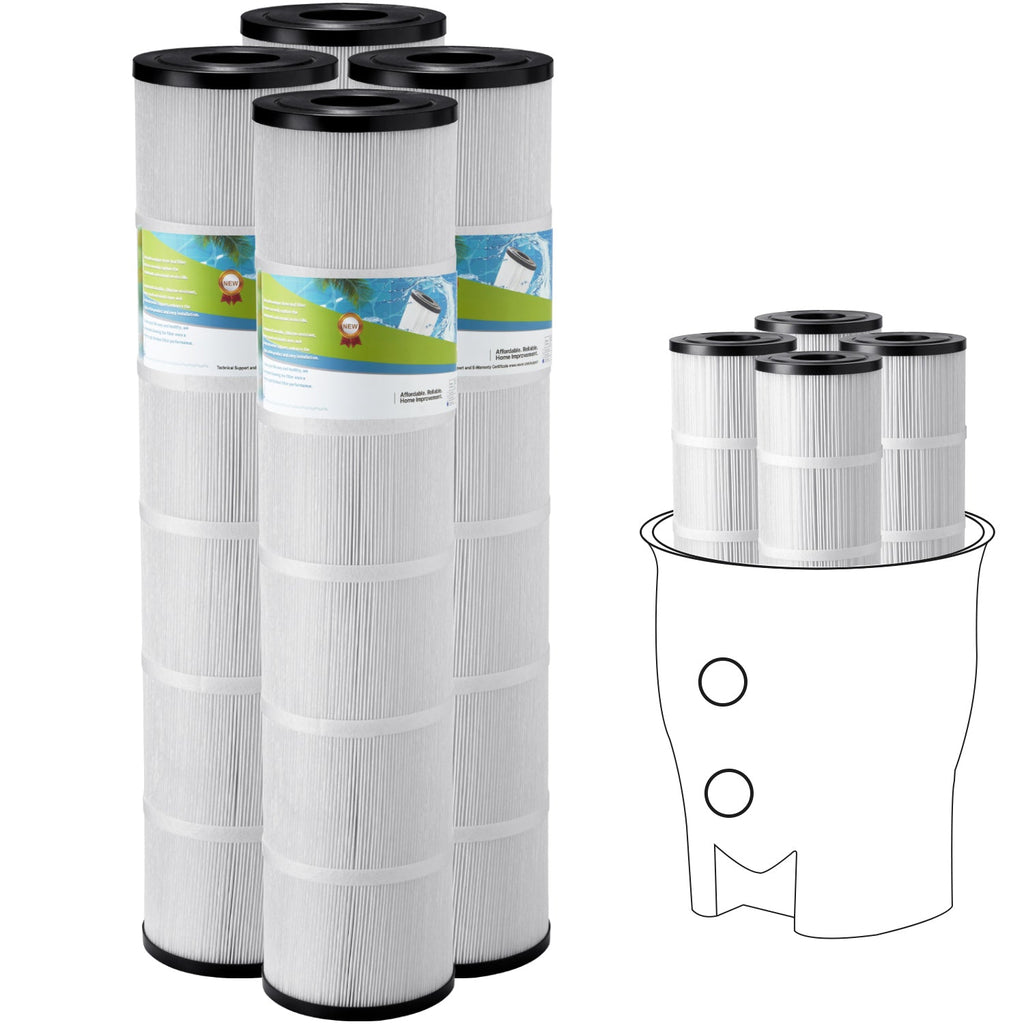 Hot Tub Spa Pool Filter Cartridge 4-Pack with Trilobal Fiber - Black