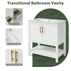 Elegant Bathroom Vanity with Ceramic Sink and Storage - White or Green