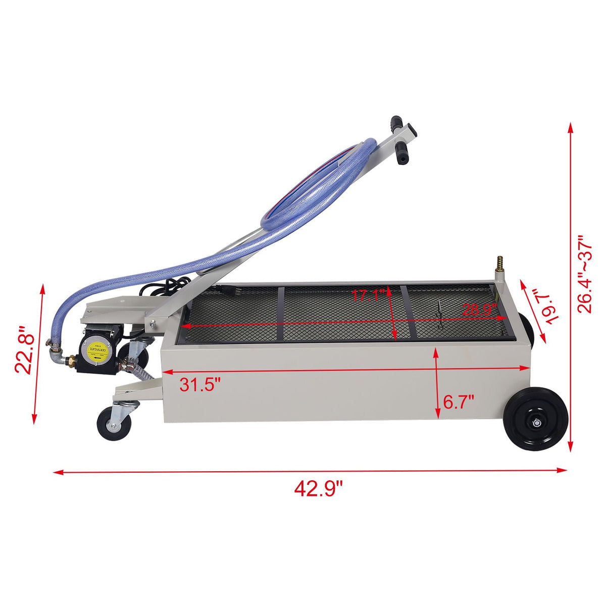 20 Gallon Low Profile Oil Drain with Pump - Gray