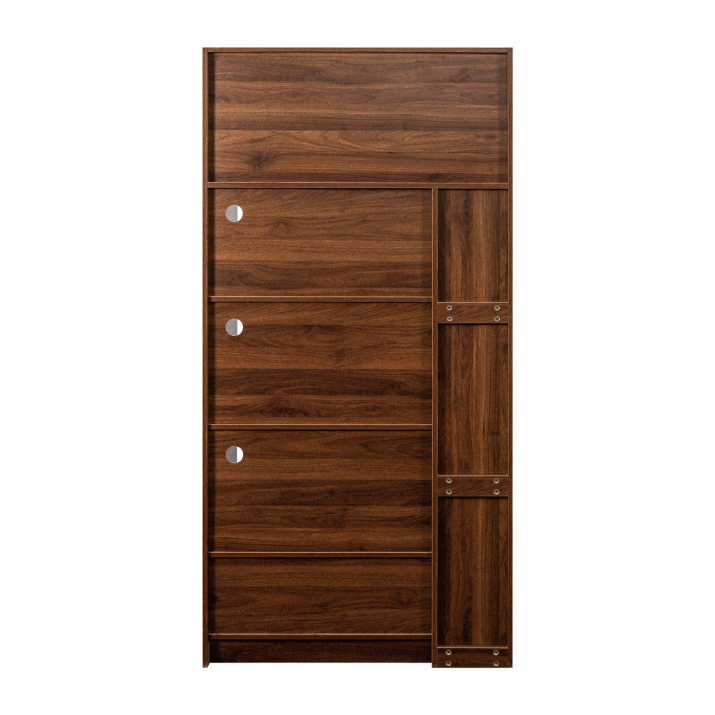Tall Kitchen Pantry Cabinet with Multi-Tier Pull-Out Shelf - Walnut