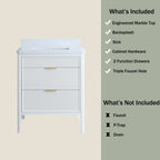 Fully Assembled 30'' Bathroom Vanity with Engineered Marble Top - White