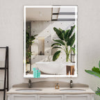 48x36 Inch LED Bathroom Vanity Mirror with Adjustable Lights - Aluminium