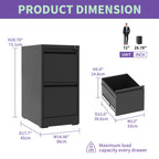 Steel Vertical File Cabinet with Lock – Multiple Sizes - Black or White