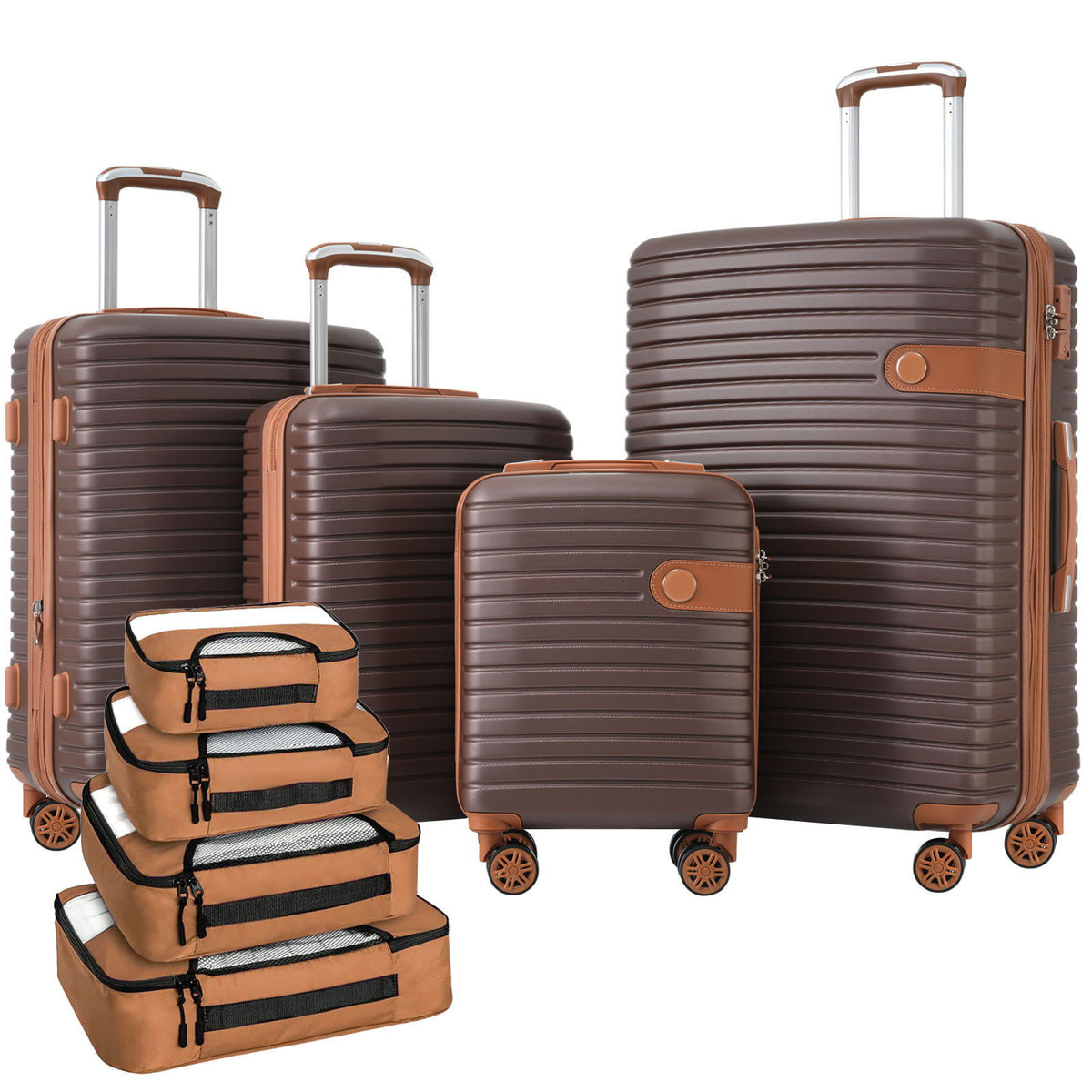 4 Piece Hard Shell Luggage Set with Spinner Wheels - Multiple Colors