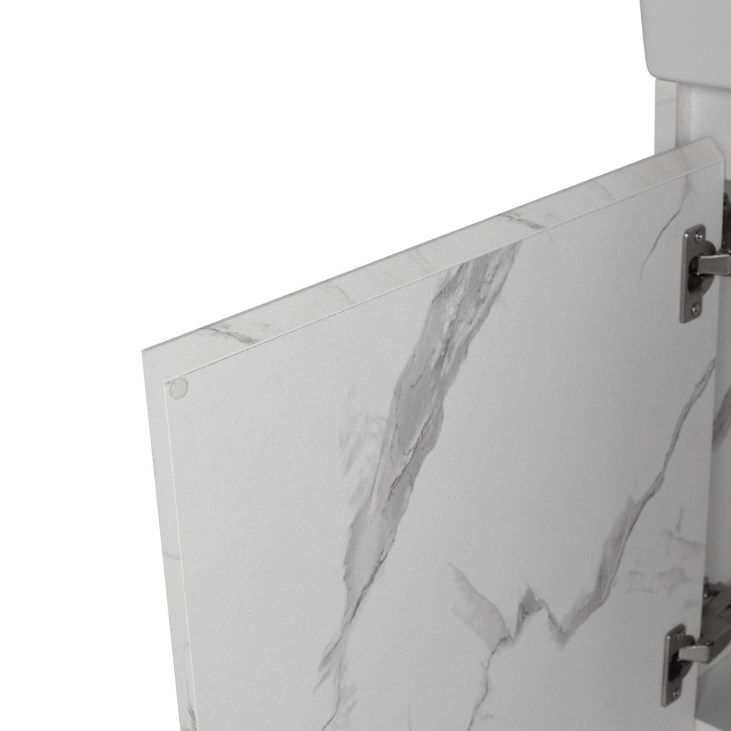 Modern Bathroom Vanity with Ceramic Basin and Storage Cabinet - Light Brown, Black, or White