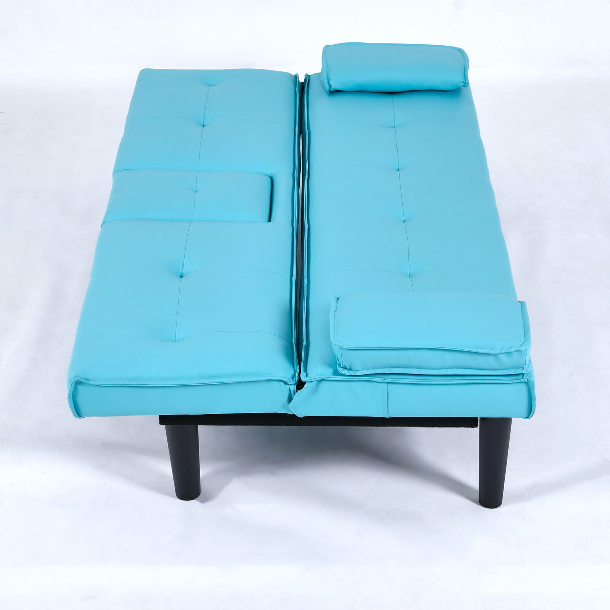 Foldable Sofa Bed with Cup Holder and Solid Wood Frame - Multiple Colors