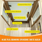 1 Person Far Infrared Sauna Room with LCD Touch Control - Solid Wood