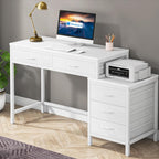 Computer Desk with Reversible 5 Drawer Storage - White or Light Brown