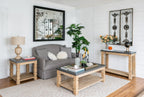 Rustic and Modern Console Table with Fir Wood & Veneer - Light Brown