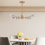 28" Modern Crystal Chandelier with 9 Lights - Golden