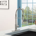 21" Commercial Kitchen Faucet with Dual Function Pull Down Sprayhead - Brushed Nickel
