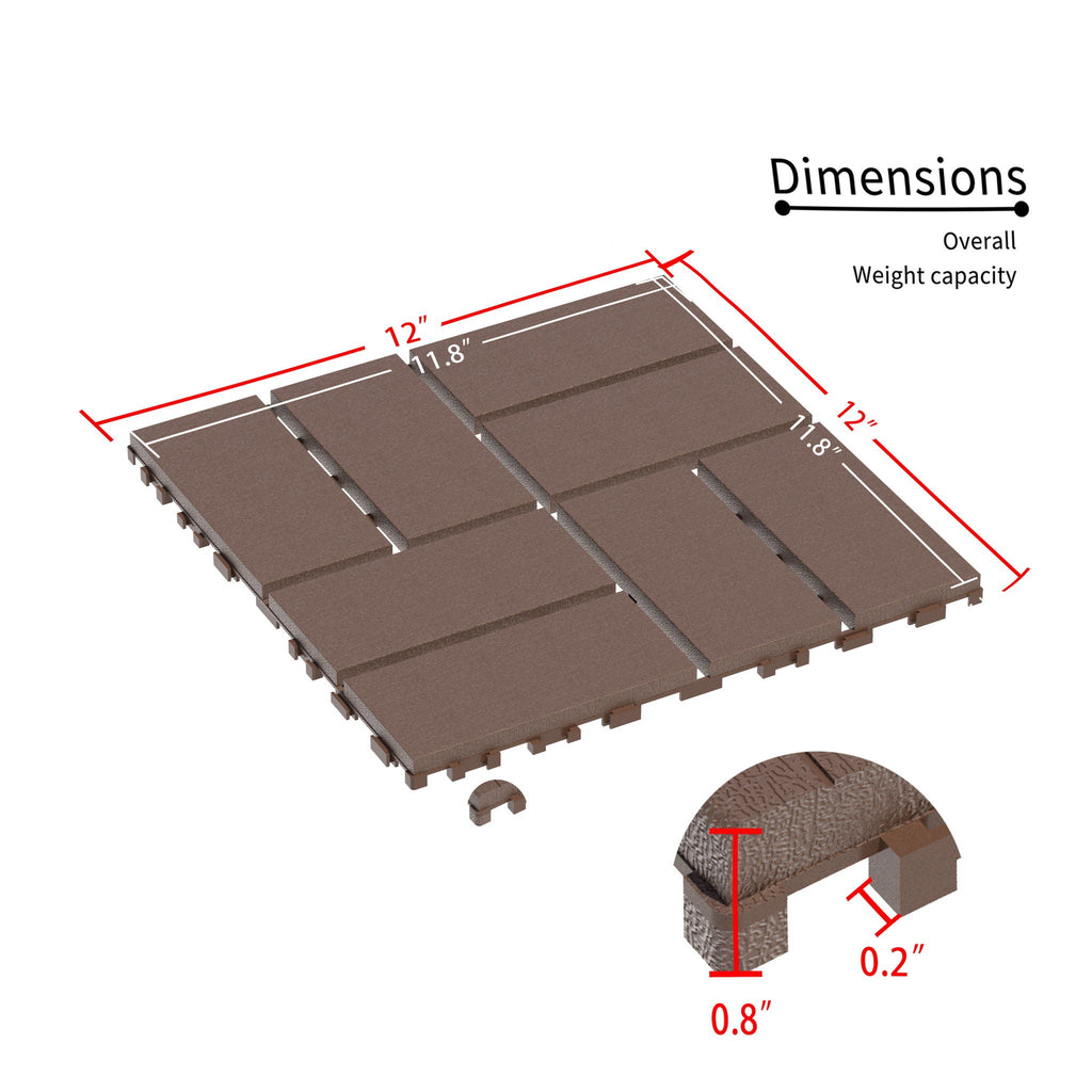 Interlocking Deck Tiles 44 Pack with Easy Installation - Dark Brown or Dark Gray