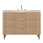 Amara 48'' Bathroom Vanity with Sintered Stone Basin - Carrara White & Light Oak