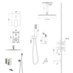 Modern Shower System with Waterfall Tub Spout - Black or Gray