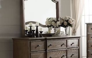 Weathered Mirror with Beveled Edge - Oak