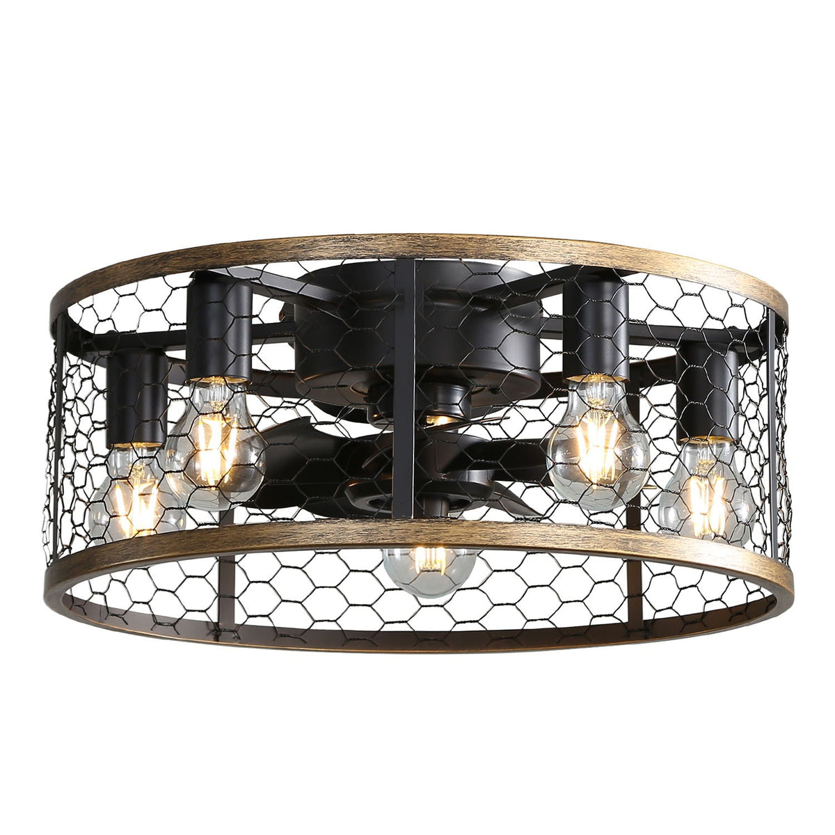20" Industrial Caged Ceiling Fan with Remote Control
