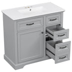 36" Bathroom Vanity with Sink and Soft Close Hinges - Dark Gray or White