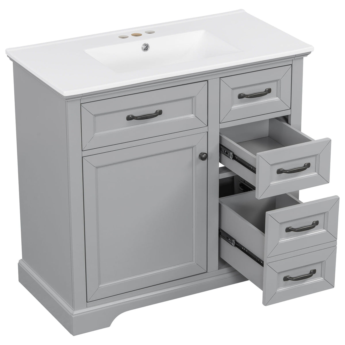 36" Bathroom Vanity with Sink and Soft Close Hinges - Dark Gray or White
