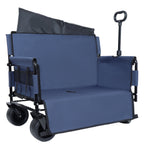 3-in-1 Convertible Folding Outdoor Wagon with Bench Seat - Dark Blue