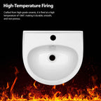 Wall Mounted Bathroom Sink with Towel Bar and Faucet - White / Black