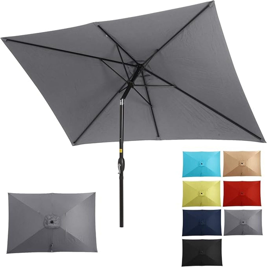 Rectangular Patio Umbrella with Crank Tilt - UV-Resistant Canopy