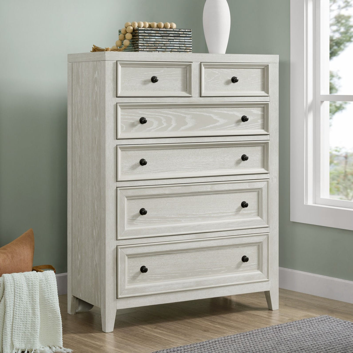 6 Drawer Chest with Smooth Slides - Black or White