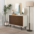 6-Drawer Dresser with Spacious Storage - Dark Brown / White