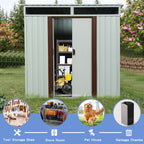 Outdoor Storage Shed with Galvanized Steel Construction - Gray or White