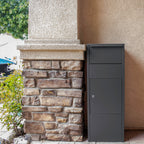 Steel Large Single Compartment Locking Parcel Drop Box with Keyed Access - Gray